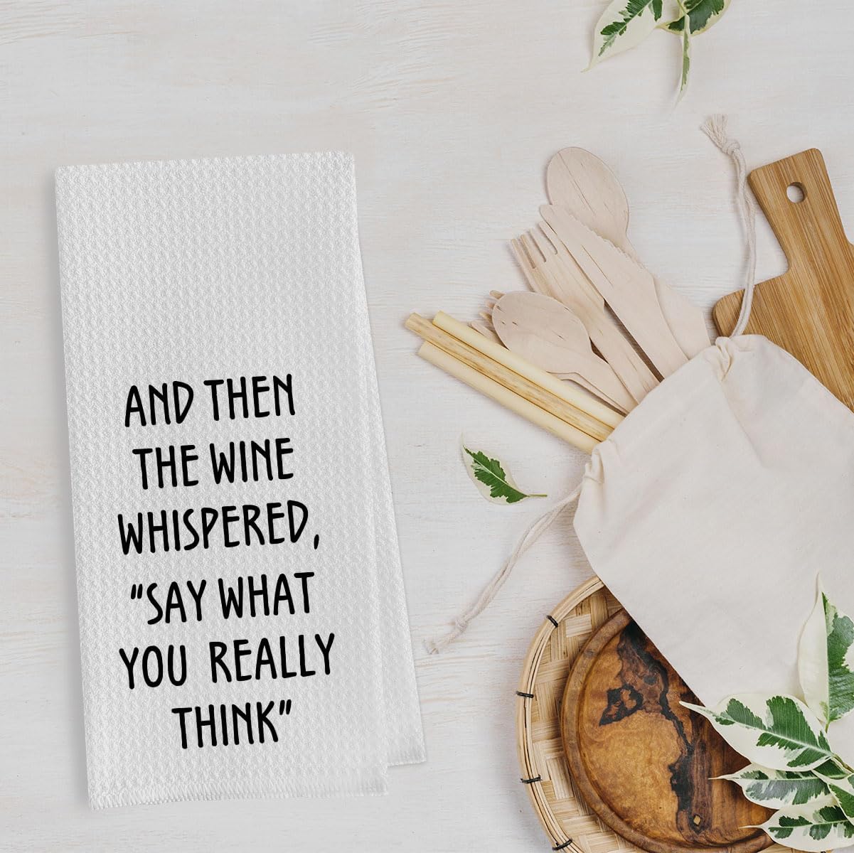 Wine Lovers Dish Towel - Funny Wine Gifts Decorative Waffle Weave Kitchen Towels, Tea Towel, Hand Towel, Housewarming Gift (16×24 Inches) - Image 3