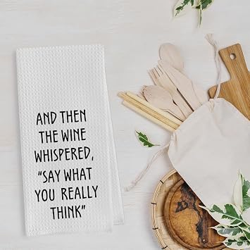 Wine Lovers Dish Towel - Funny Wine Gifts Decorative Waffle Weave Kitchen Towels, Tea Towel, Hand Towel, Housewarming Gift (1624 Inches)