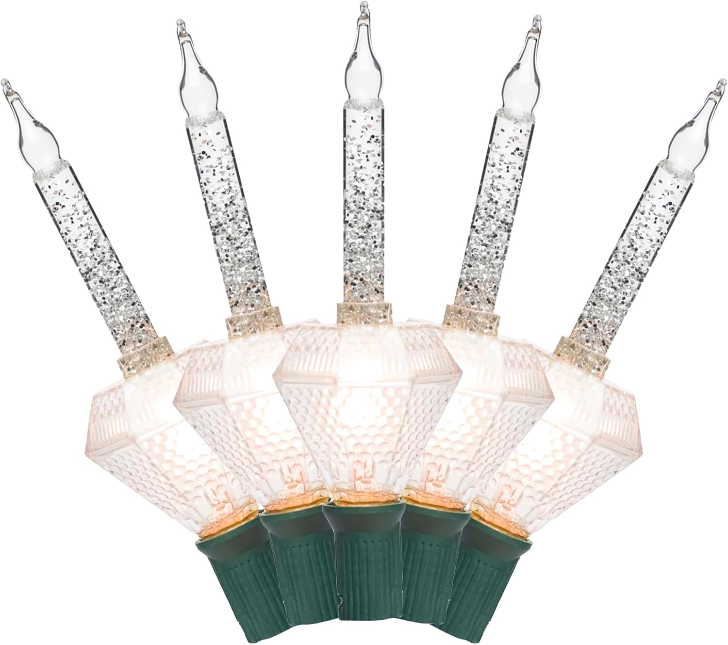 Brite Star 7 Count Bubble Lights, Diamond Shaped Base, Clear Lights with Glitter