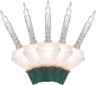 Brite Star 7 Count Bubble Lights, Diamond Shaped Base, Clear Lights with Glitter