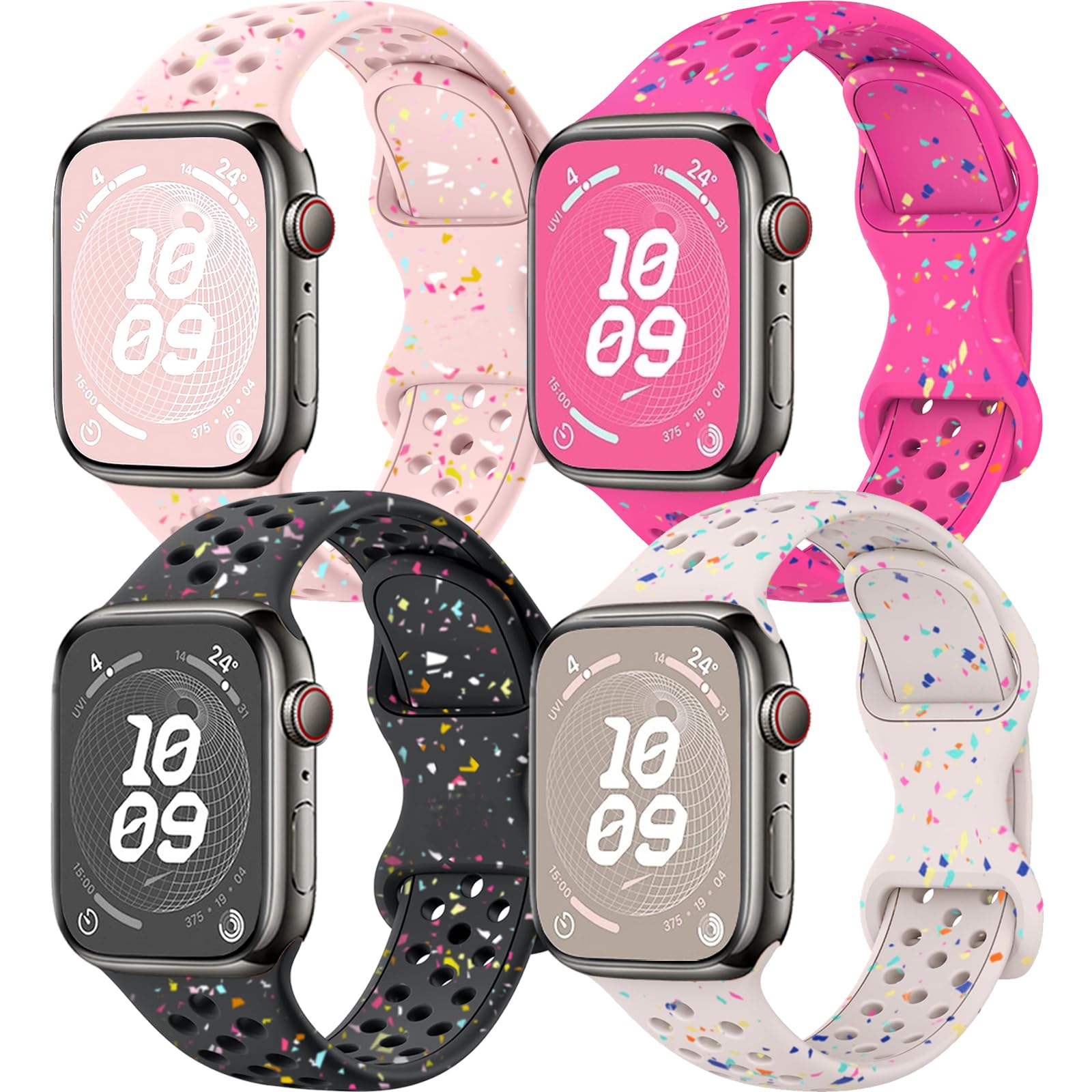 Sport Bands Compatible with Apple Watch Band 38mm 40mm 41mm 42mm 44mm 45mm 49mm for Women Men, Recycled Plastic Breathable Soft iWatch bands for