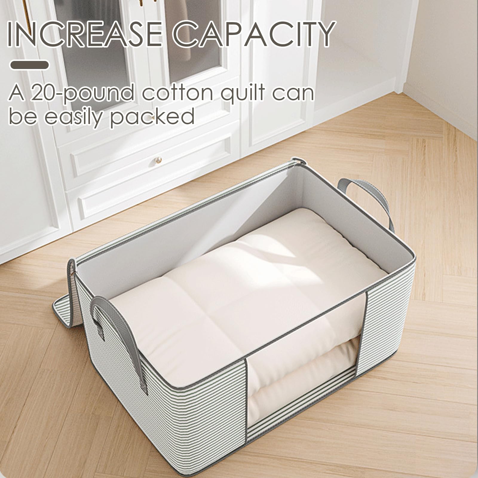 2 Sacs De Rangement XXL Pour Couettes Et Vêtements - Toile Résistante, Double Fermeture éclair, Poignées Renforcées, 55x35x25 Cm