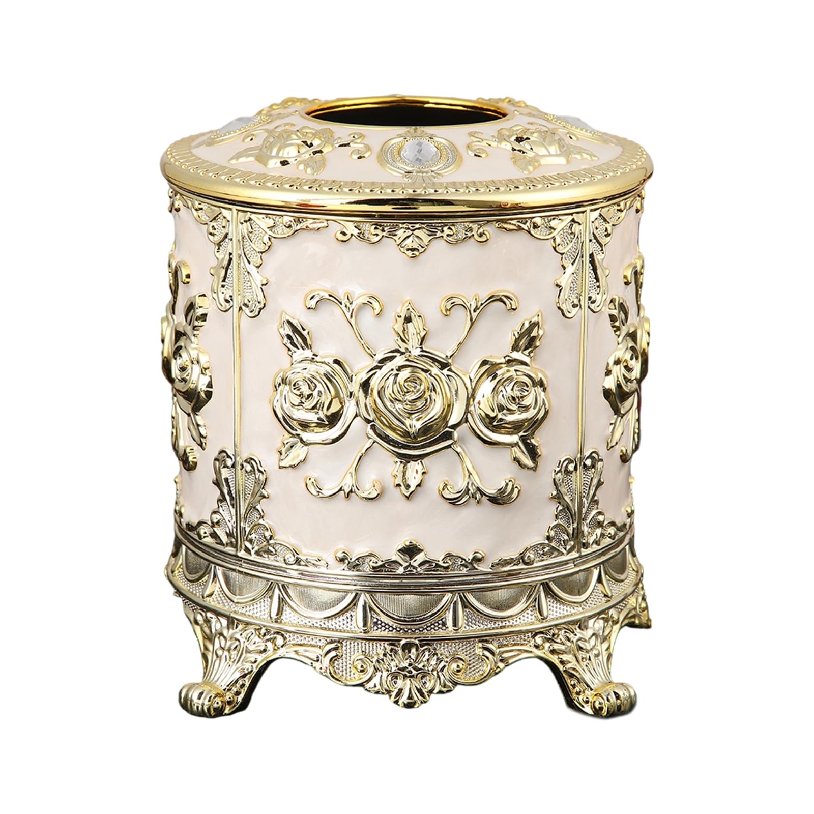 HZBB Decorative Enameled Rose Motifs Tissue Dispenser Organiser for Efficient Home Kitchen Bathroom Storage European Rose Tissue Holder