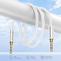 Vista 7 de SYNCWIRE Cable auxiliar de nailon trenzado de 0.138 in, cable de audio auxiliar macho a macho (10 pies/9.8 ft, sonido de alta fidelidad), cable