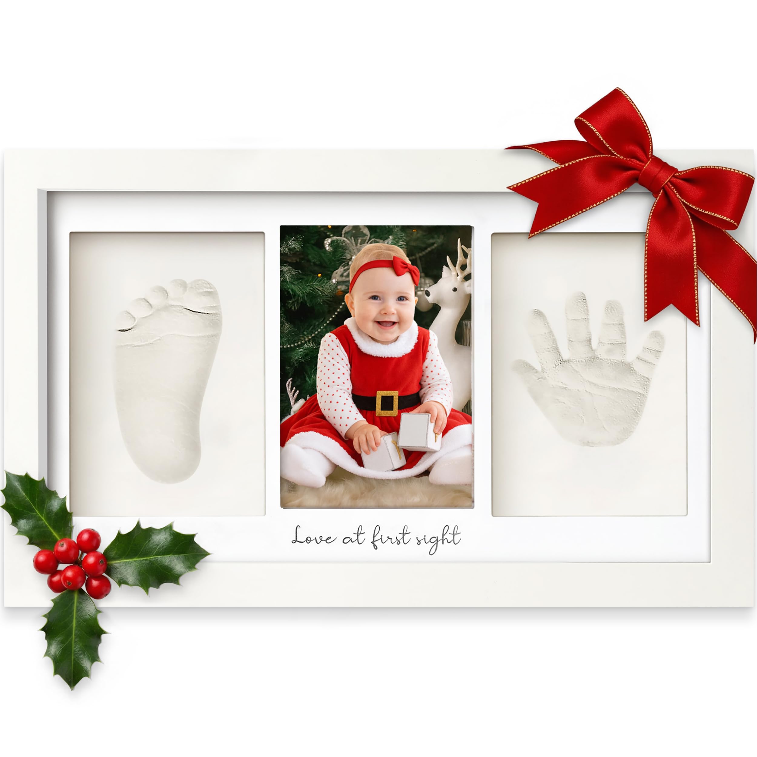 Baby Hand and Footprint Kit - Baby Photo Frame for Newborn - Baby Footprint Kit & Handprint Kit - Newborn Baby Gifts & Keepsakes - Infant Baby Gift - Baby Shower Gifts for Boys, Girls (Alpine White)