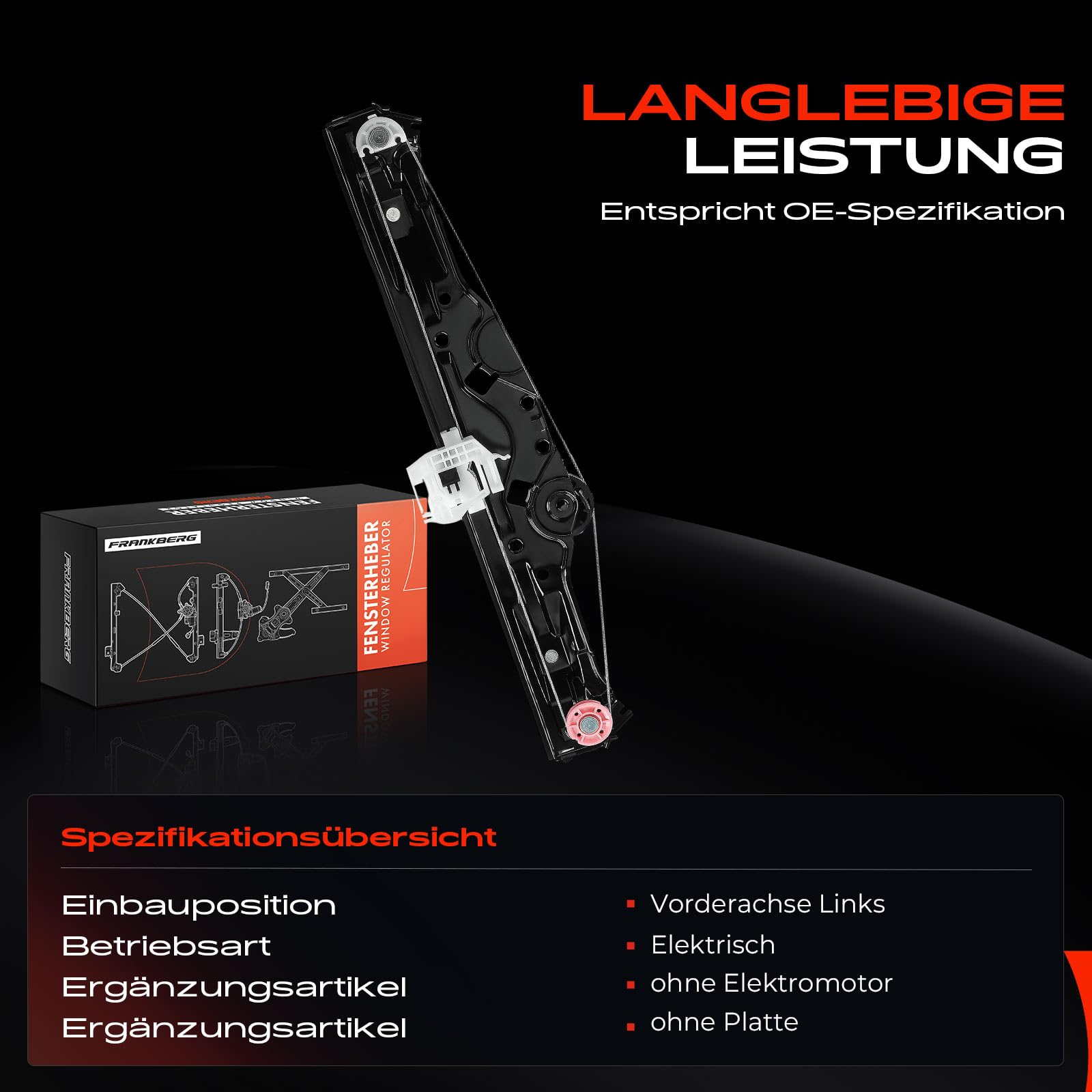 Frankberg Fensterheber Fensterhebermechanik Vorderachse Vorne Links Kompatibel mit KA RU8 Schrägheck 2008-2016 Replace# 51974460