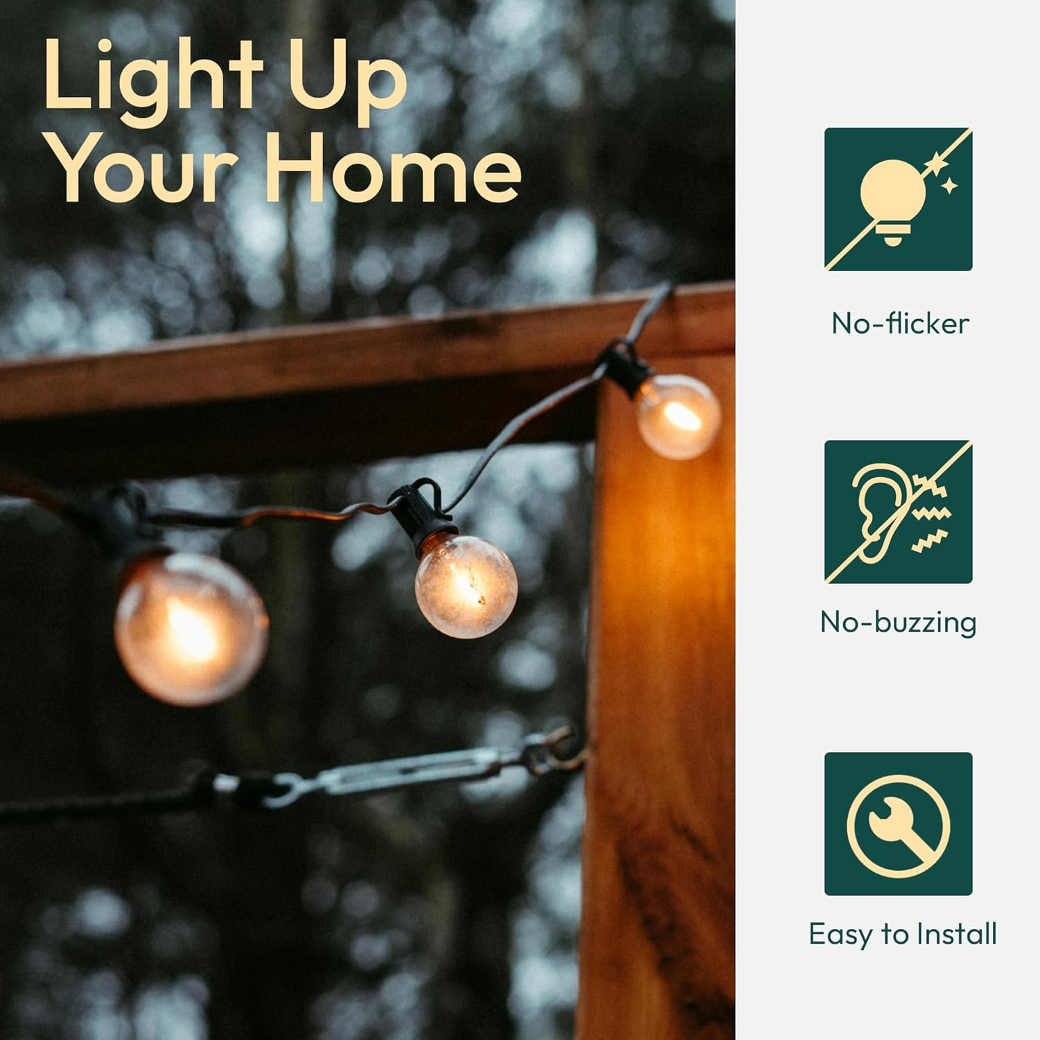 ALAMPEVER G40 LED Replacement Light Bulbs for String Lights, Shatterproof Globe Bulbs, 5W Equivalent LED Filament Bulb, E12 Base, 2700K Soft White, 50LM, 1W, Non-Dimmable, 25 Pack