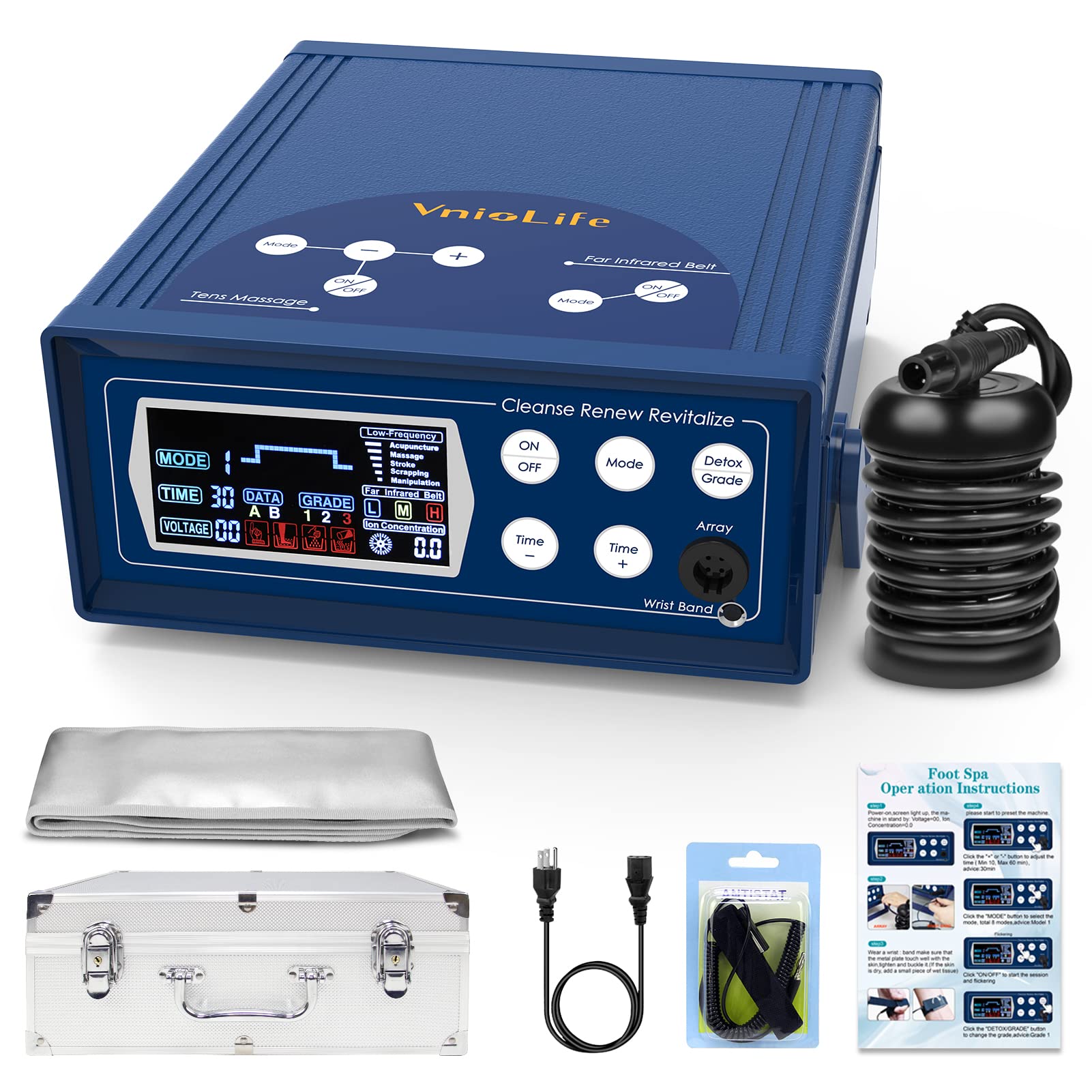 Upgrade Ionic Foot Bath Detox Machine, LCD Display Ion Foot Spa Detox Machine, 8 Detox Modes for Home Use Beauty Salon with Arrays, Heating Waist Belt