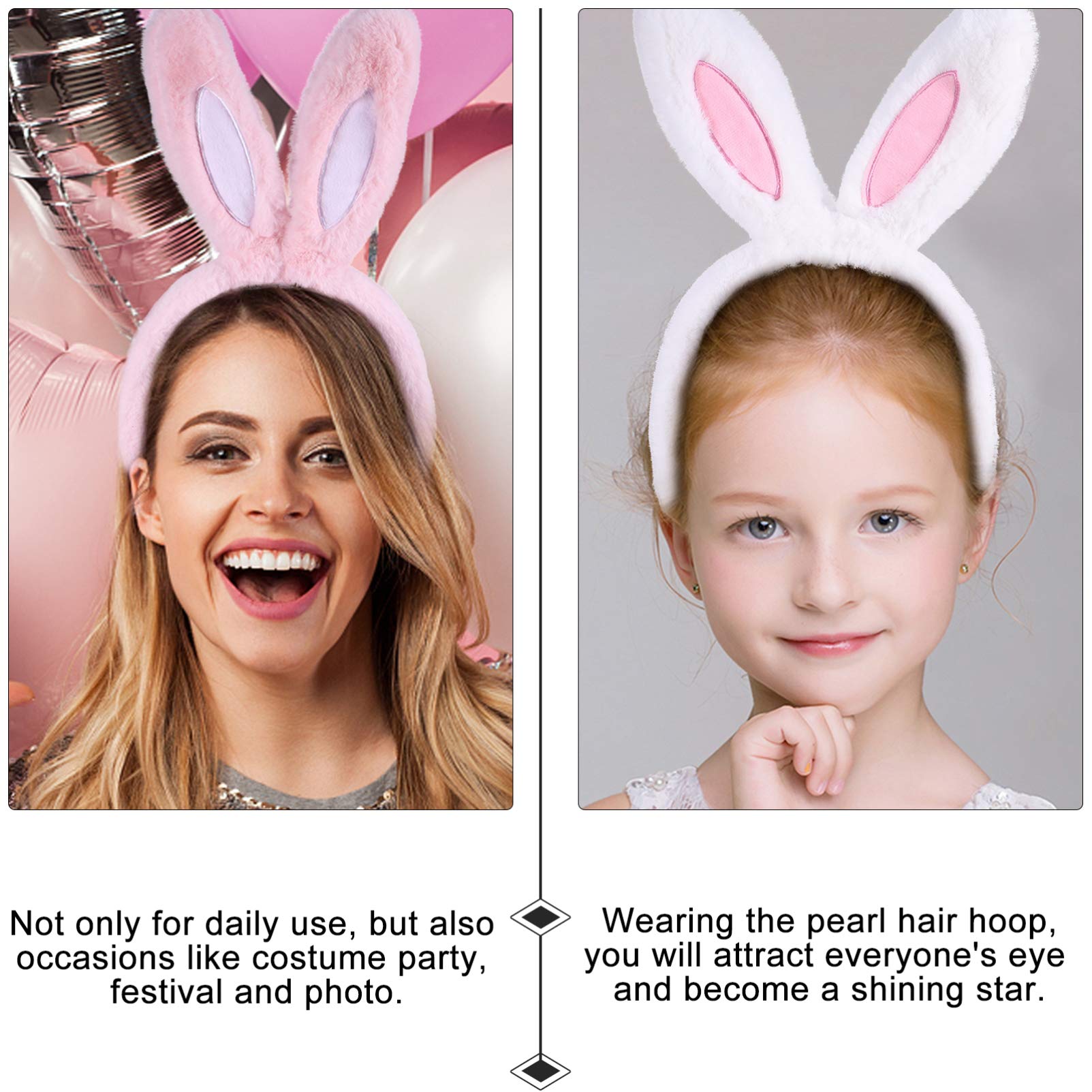 Abeillo 2 Diademas De Orejas De Conejo Rosa Y Gris – Felpa Suave Con Alambre Interior Ajustable – Accesorio Para Pascua, Halloween Y Cosplay – Adultos Y Niñas