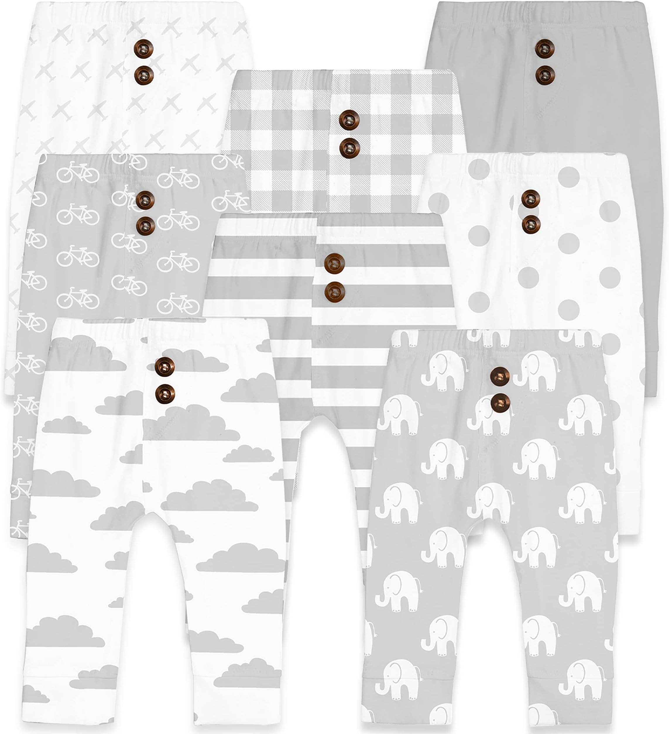 Cotton Baby Pants Set for Toddler Boys Girls 8 Pack Toddler Newborn to 24 Months Grey