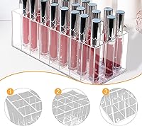 Vista 3 de 24 Slot Acrylic Lipstick Organizer Makeup Brush Holder Cosmetic Display Case for Drawer Dorm Bedroom Vanity