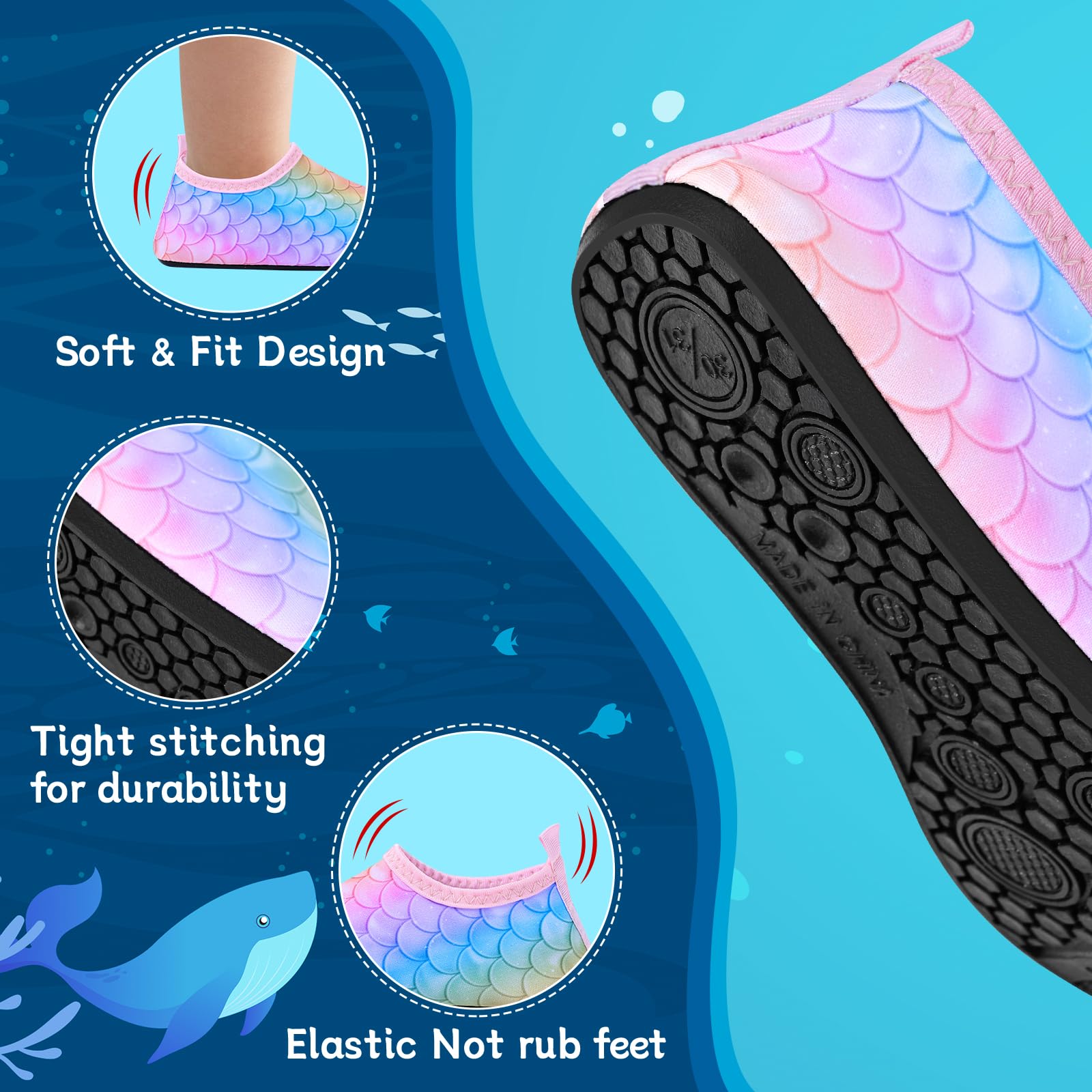 Kids Water Shoes Toddlers Swim Beach Shoes, Infant Wet Swimming Pool Shoes for Boys Girls Non-Slip Quick Dry Aqua Socks, Soft Skin Barefoot Baby Holiday Essentials for Garden Sea Waliking Wetsuit — view 4