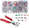 102 Pcs Snap Button Fastener Kit with Pressure Pliers and Box, Press Studs Snap Fasteners for Clothing Snap Fastener Kit, Poppers Fasteners for Clothings Bags DIY Crafts