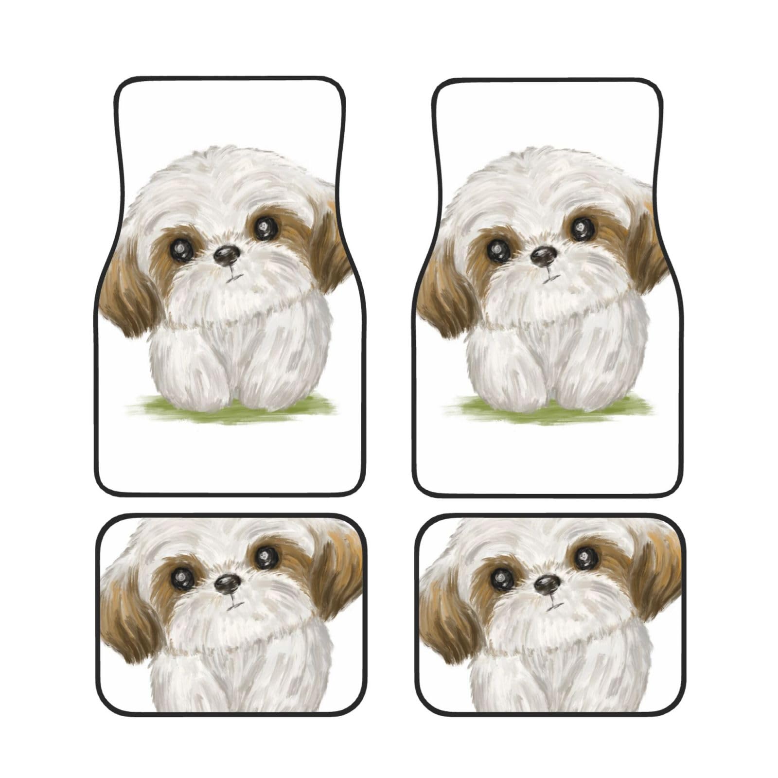 Süßer Shih Tzu-Hund, 4er-Set Auto-Fußmatten, Neopren-Fußmatten für Fahrzeuge, rutschfeste Auto-Fußmatten, Autozubehör