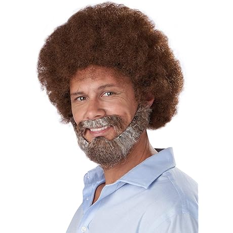 High-Quality Bob Ross Wig, Beard, and Moustache Set for Aspiring Artists and Enthusiasts