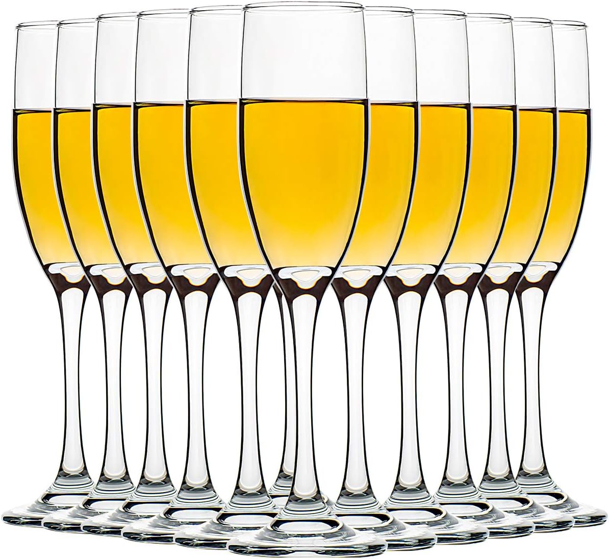 Set of 12, Champagne Glasses, 6 Ounce Champagne Flute, Lead-free Drinkware, Clear