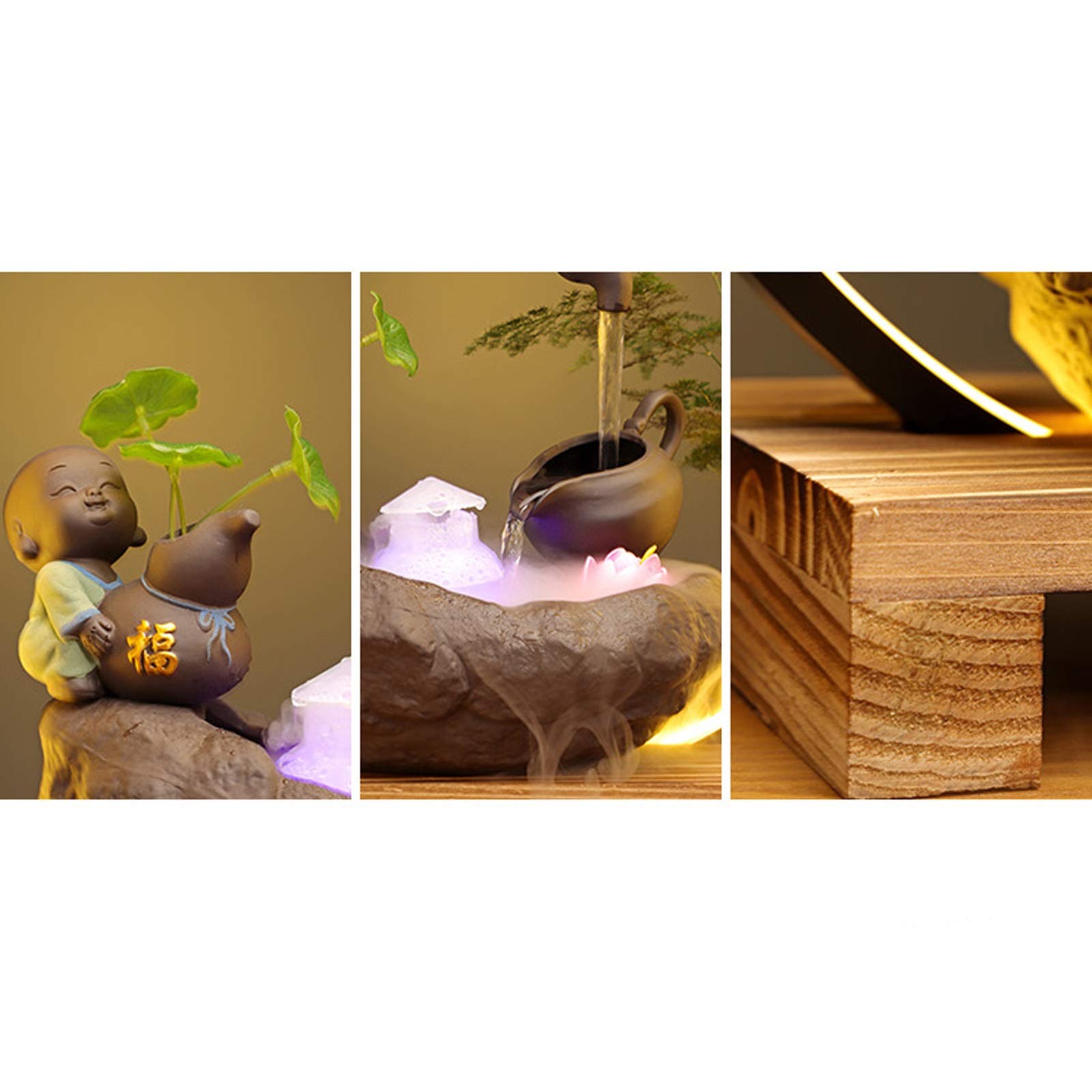 Fontaine Interieur/Fontaine Pot de suspension créatif, objet d'eau, cercle de la lampe, brûleur d'encens au backflow, salon chanceux de Feng Shui, décoration de bureau Fontaine a Eau Decorative ( Colo