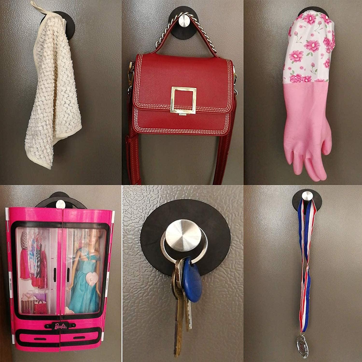 Pmsanzay Magnetic Coat Hook Key Holder Towels Hook Strong Magnet Hanging for Bag, Coat, Umbrellas, Scarf, Toys, Towels, Helmet, Hat, Cap, etc. - No Scratches - Hold up to 6 Lbs