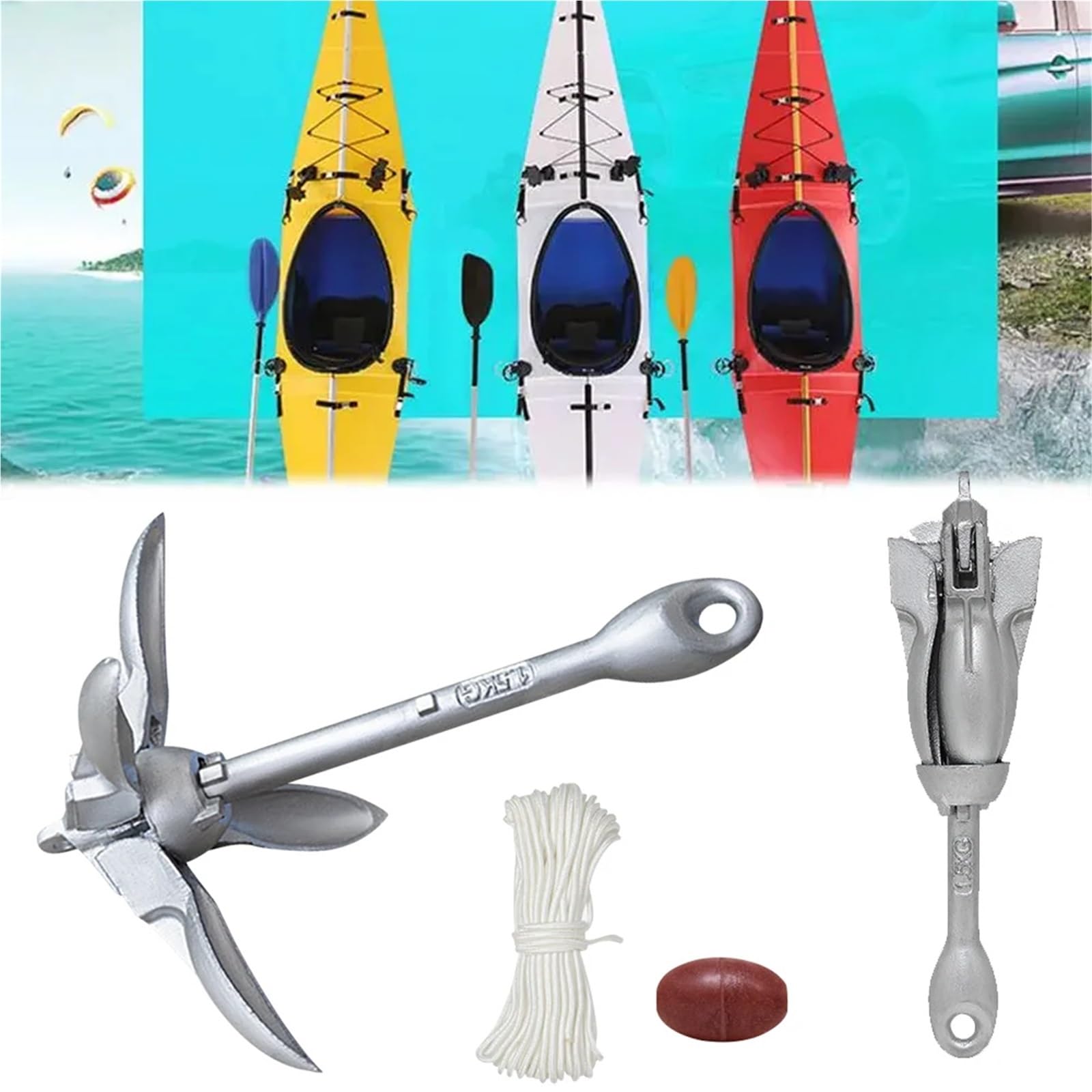 Festmacherleine, 0,7/1,5 kg Boots mit 65 Fuß Marineseil und Bojen Marine for Kanus, Paddelbretter(0.75kg)