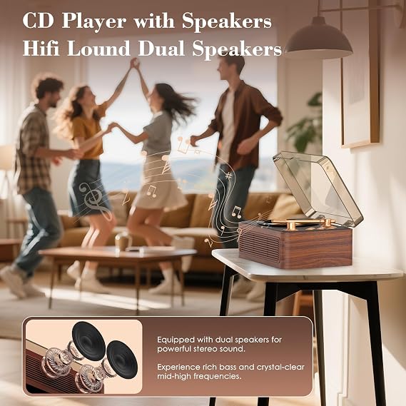 CD Player Portable Bluetooth: Kegaudio CD Players for Home with Speakers & Radio & Remote Control Vintage CD-Player Support USB/AUX Playback Headphone jack Walnut