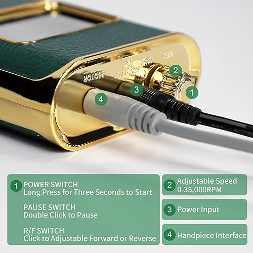 Miniatura 5 de L'UGX Taladro de uñas profesional, archivo de uñas de 35000 RPM, máquina de lima de uñas eléctrica portátil para acrílico, uñas de gel, manicura y