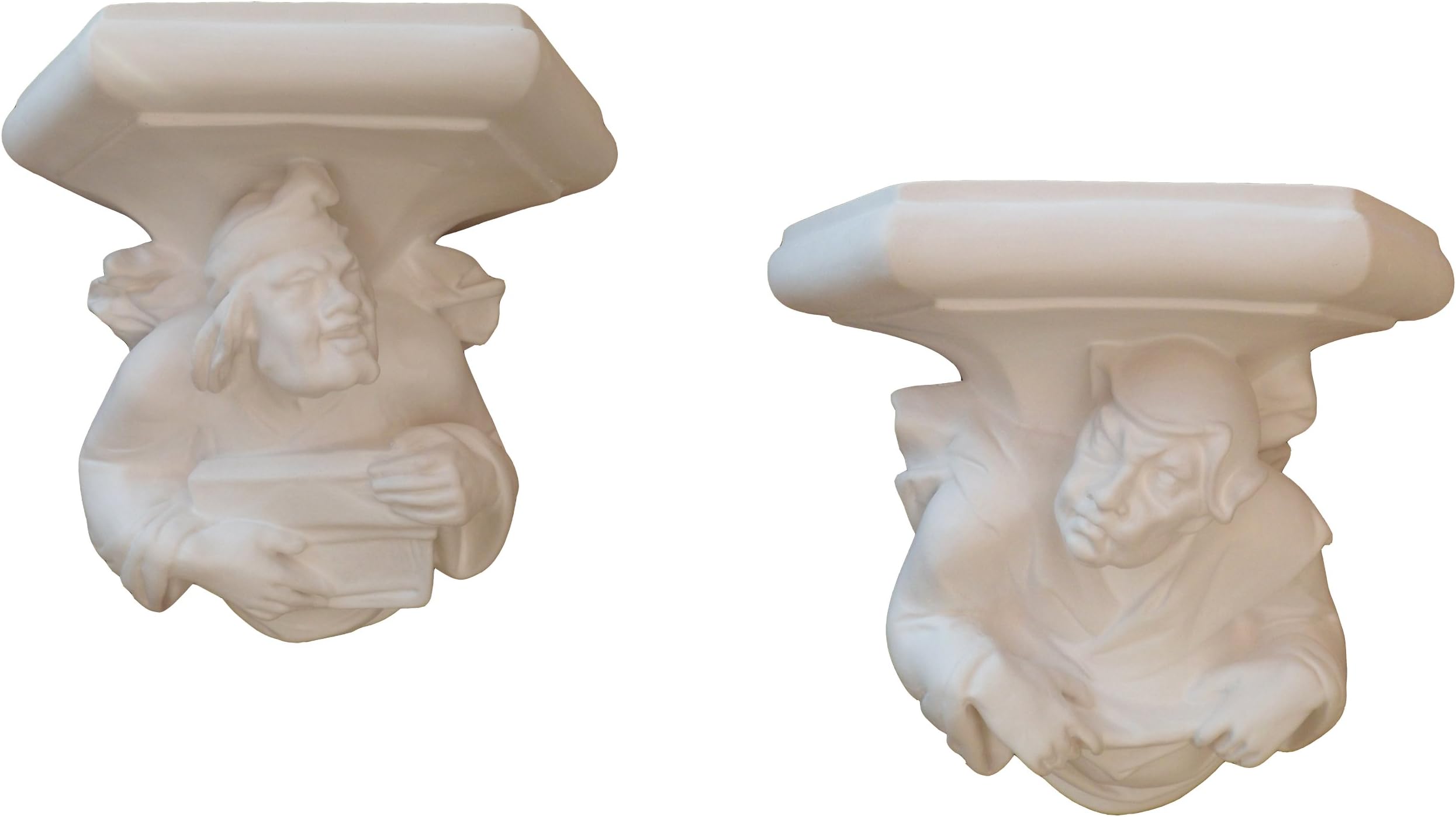 Corbels Pair of Monks, height each 20 cm, plaster (of paris)