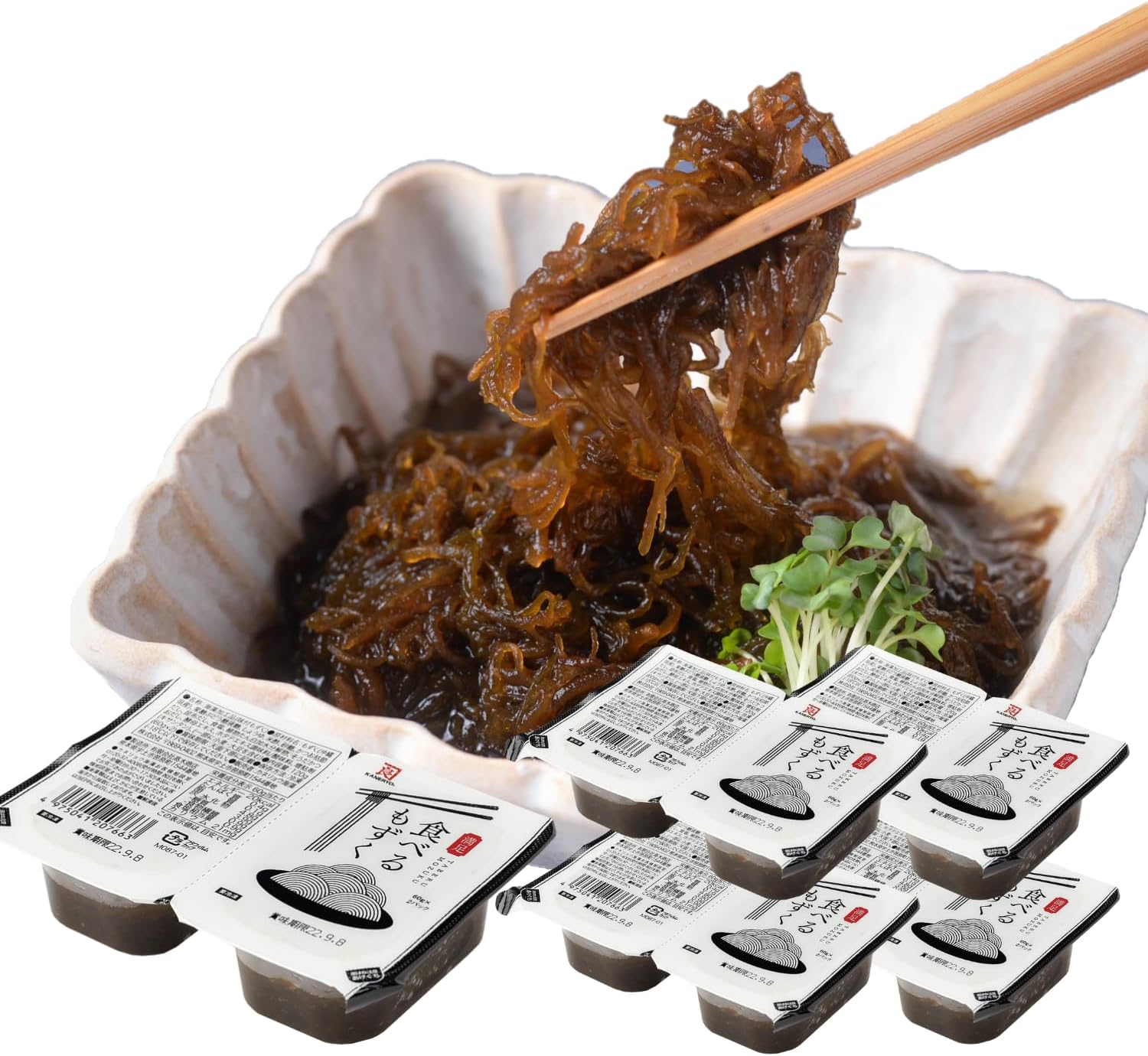 Amazon 【カネリョウ海藻】 食べるもずく 1セット（60g×2）×5個 沖縄県産 もずく食物繊維 美容 健康 ご飯のおとも 低カロリー (調理不要・食卓にそのまま) 冷凍保存 良