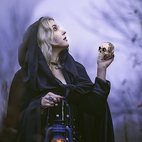 Miniatura 4 de Readaeer - Estatua de resina de calavera humana, esculturas de cabeza de tamaño pequeño, figuras coleccionables de calavera