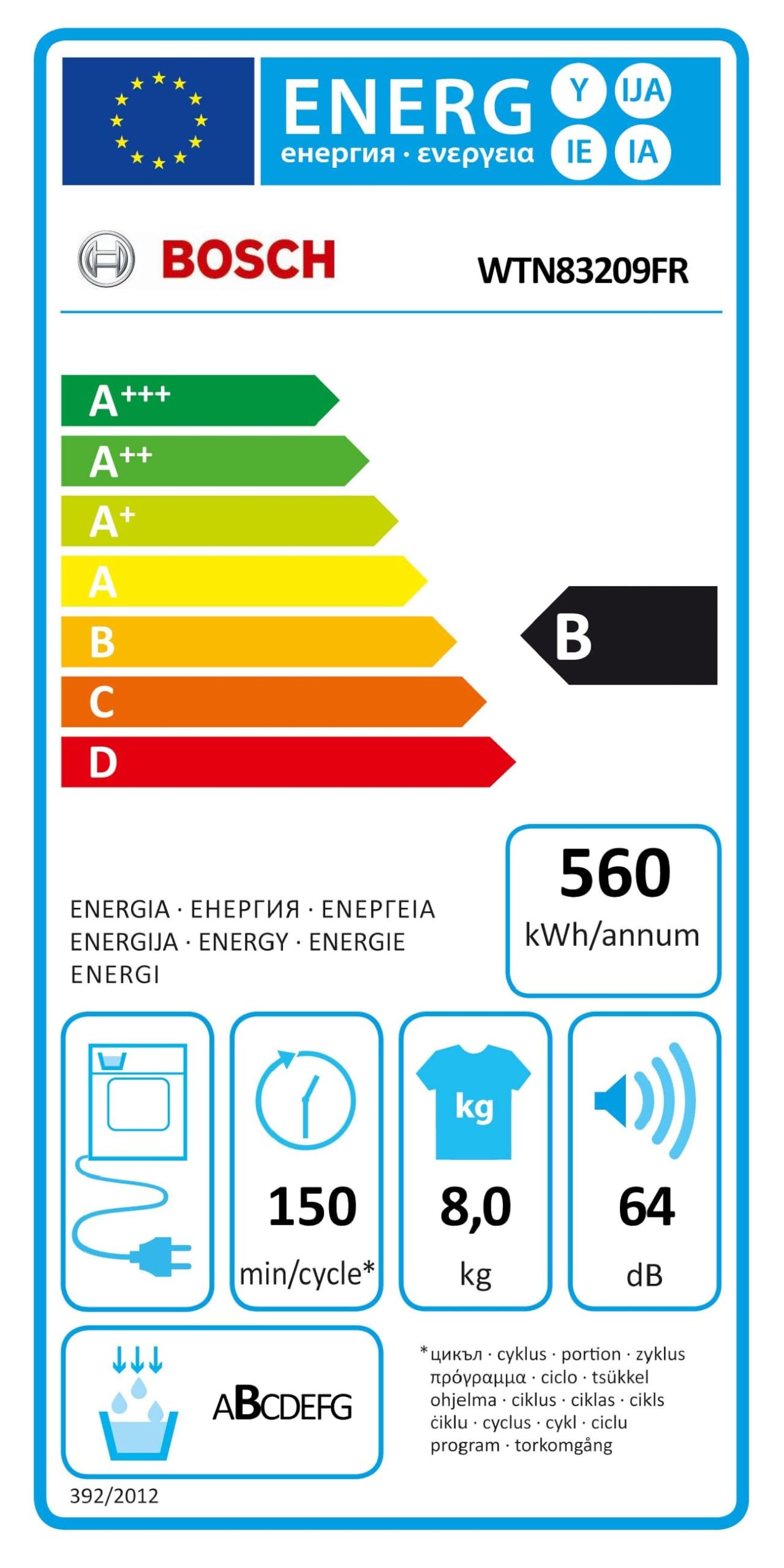 Bosch Série 4 Sèche-linge à condensation 8kg 112L Design Antivibration Blanc