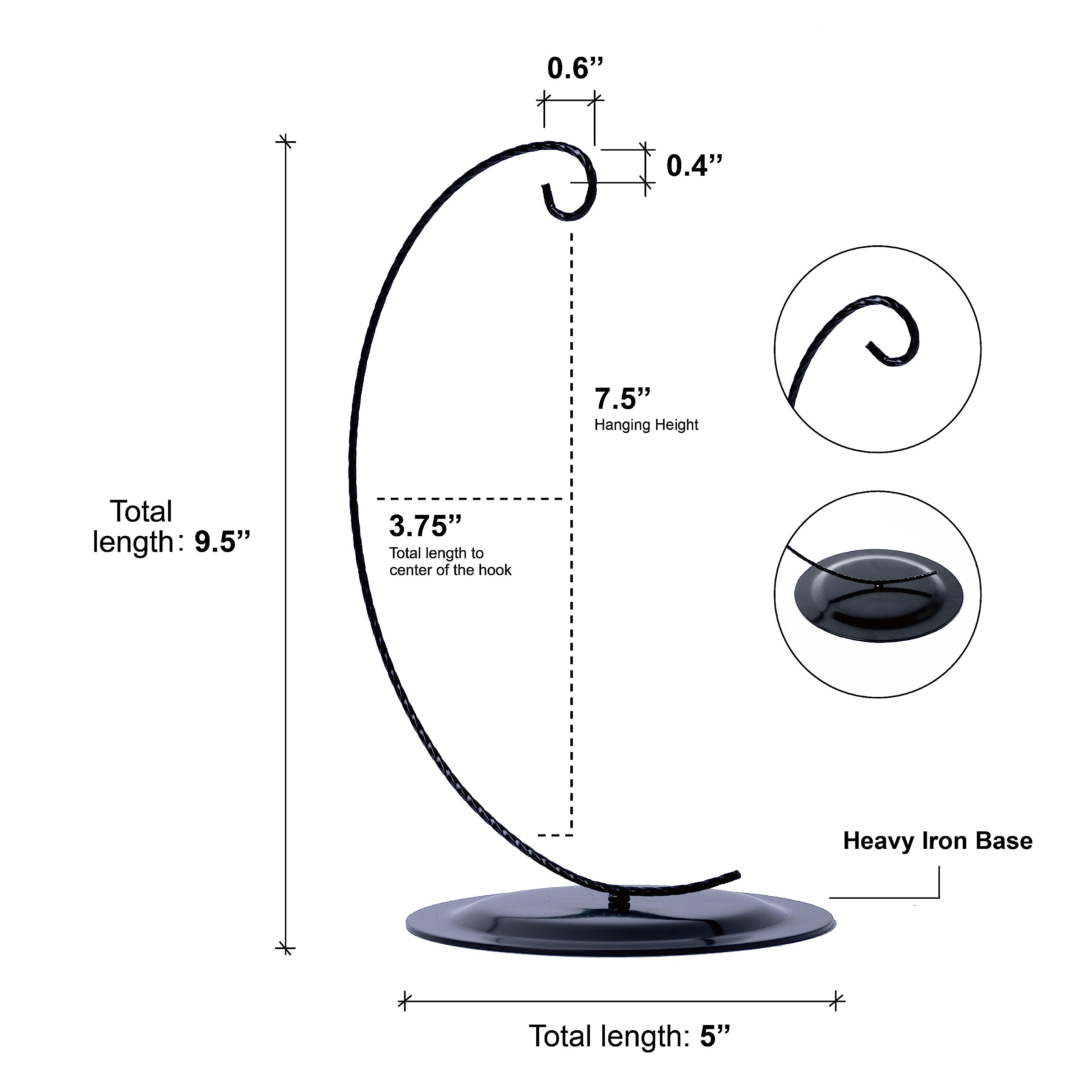 HOHIYA 2 Pcs 9.5 Inch Ornament Display Stand Holder Heavy Duty Base for Glass Terrarium Air Plant Halloween Christmas Twist Wire Black Taiwan Made
