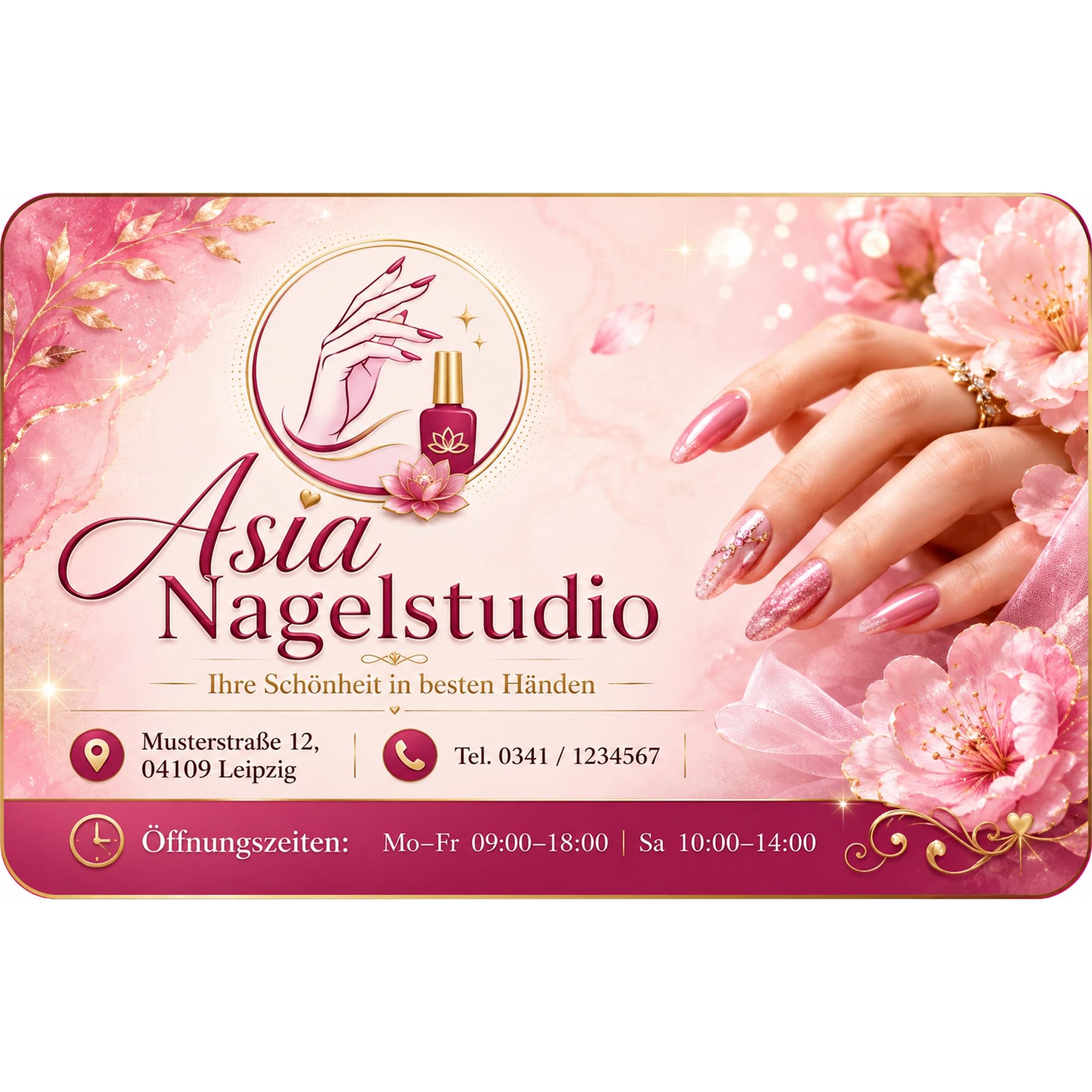 Nagelstudio Terminkarten mit Wunschtext, 500 Stück, 85 x 55 mm, Kundenkarten