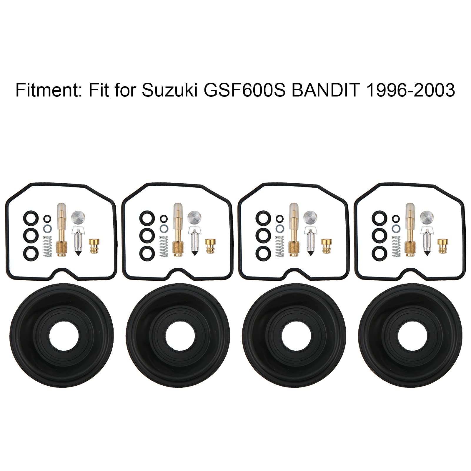 Aramox Zestaw naprawczy gaźnika, 4 zestawy naprawcze gaźnika + metal gumowy zestaw naprawczy odpowiedni dla GSF600S BANDIT 1996-2003