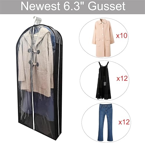 Miniatura 3 de Bolsas de vestir para vestidos largos con refuerzo de 6.3 pulgadas, bolsas transparentes de 50 pulgadas a prueba de polillas para colgar ropa,