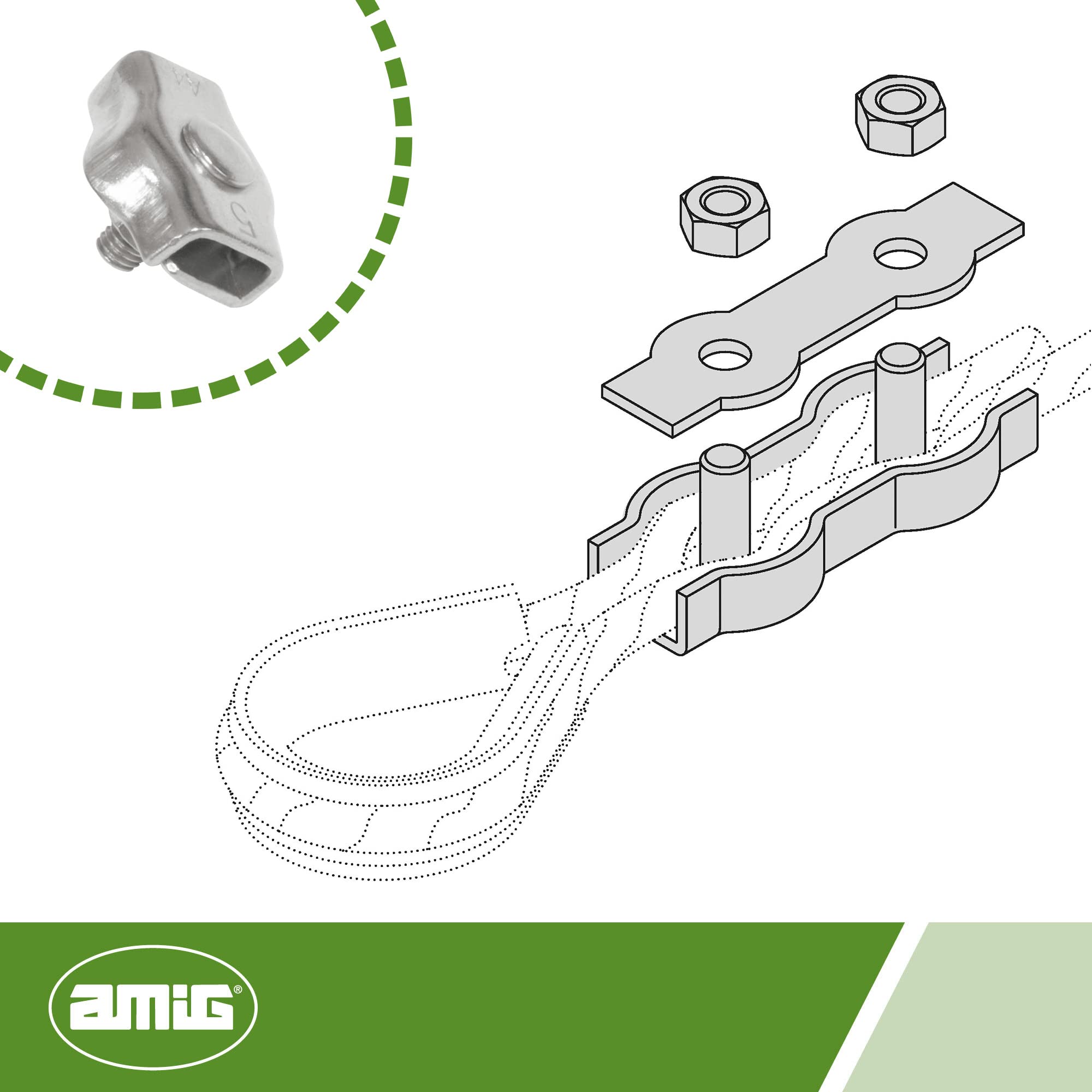 Amig Fascette In Acciaio Inox Mod.30100 – Confezione Da 2 Per Accoppiare Corde, Cavi, Fili – Misura 3 Mm – Ideali Per Tensione, Teloni, Candele – Qualità Italiana Dal 1940