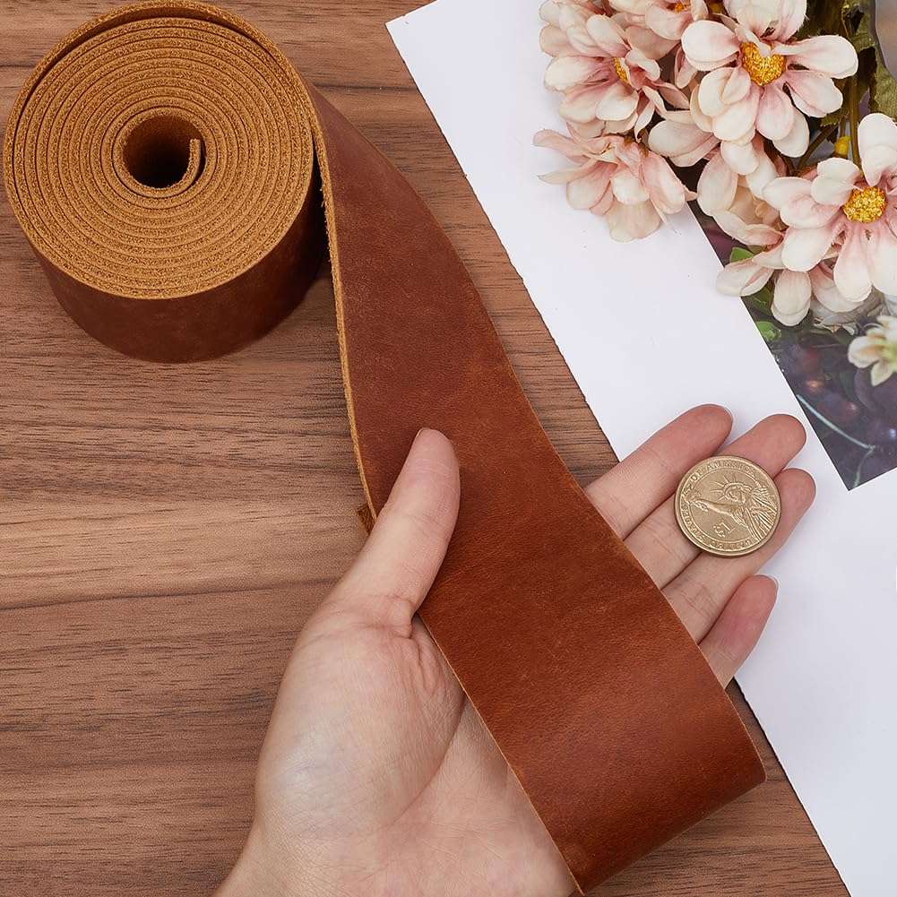 Sangle Cuir Pleine Fleur Crazy Horse 2m X 5cm – Épaisseur 1.8mm Marron Selle – Idéal Bricolage