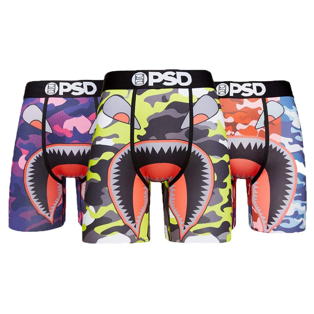 PSD Underwear Men's Stretch Elastic Wide Band Boxer Brief Underwear - Pack Pack