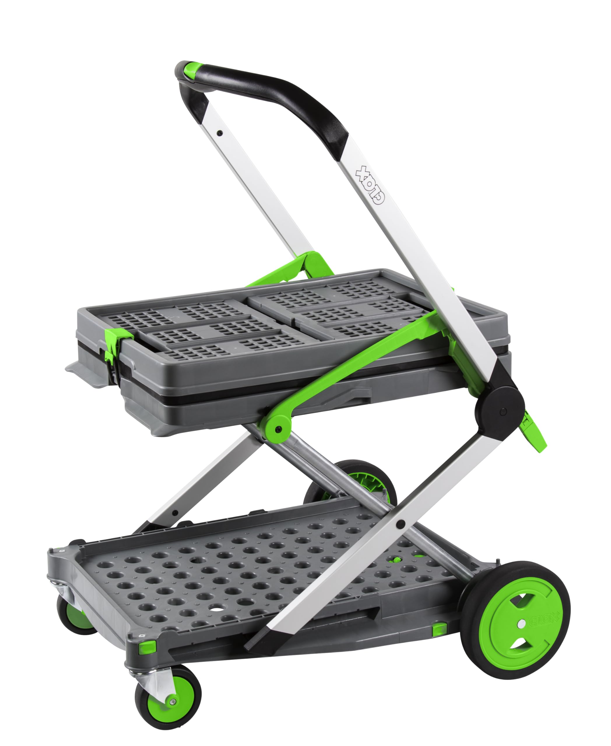 CLAX® Transport-Klappmobil (Original direkt vom Hersteller) | Materialtransporter | inklusive Klappbox | grün