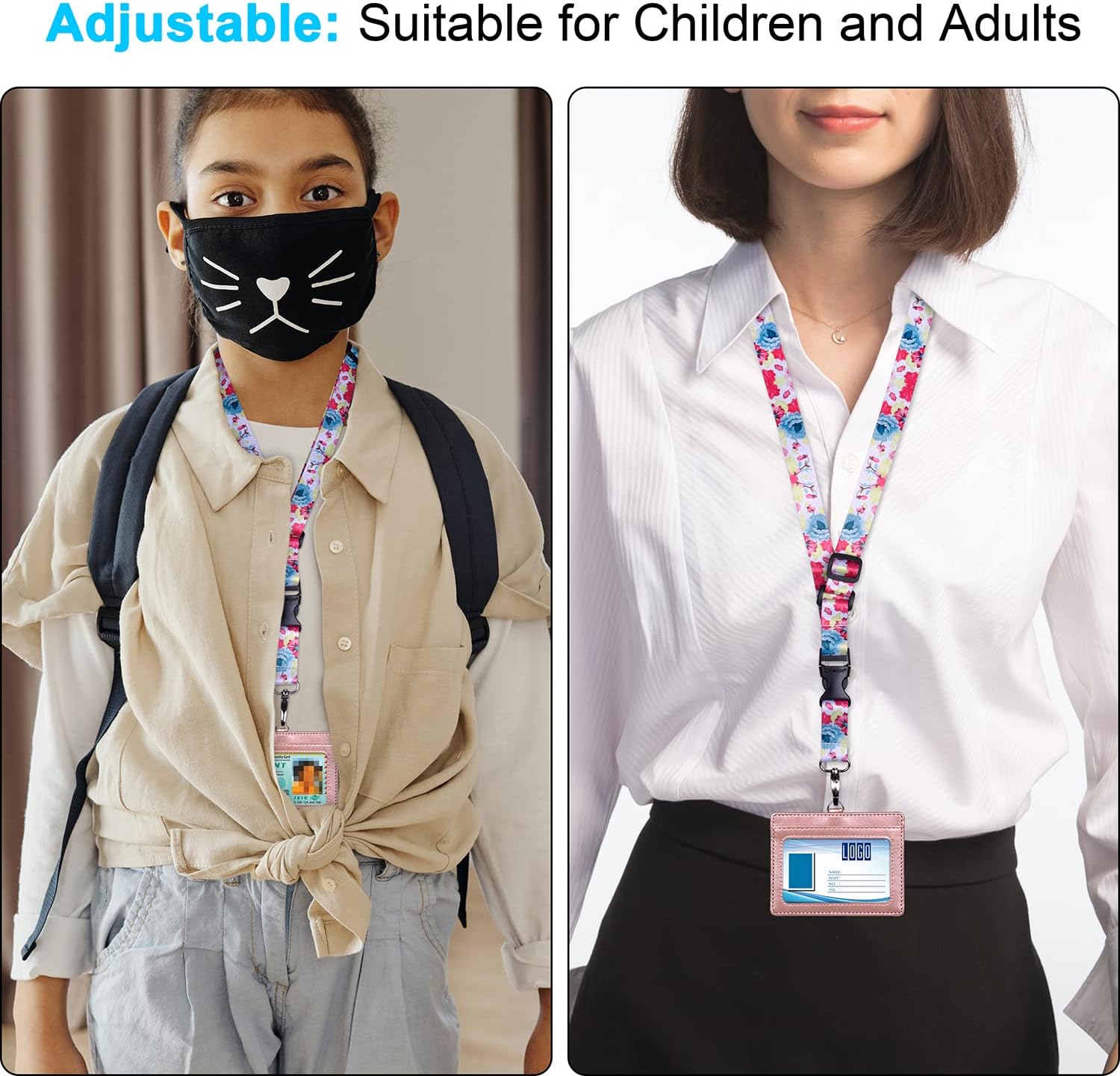 Wisdompro Adjustable Lanyard, Heavy Duty Neck Strap Lanyard with Detachable Buckle and Metal Hook for Keys, ID Badges, Card Holder, Name Tags - Dahlia - Image 4