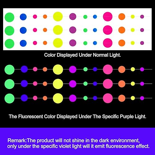 Miniatura 3 de Serpentinas de papel de neón de punto redondo UV de 108 pies que brillan en la oscuridad, guirnalda de recuerdos de fiesta para suministros de