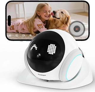 Small 1080P Mobile Pet Robot Camera with App Control, White