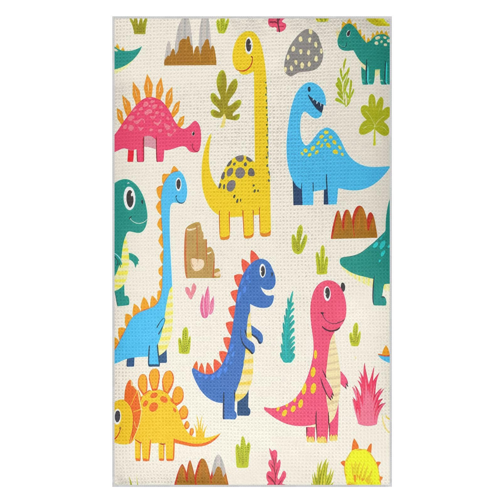 BURSTDDY Cartoon Dinosaur Kitchen Towels,Absorbent Dish Towels 1 Pack