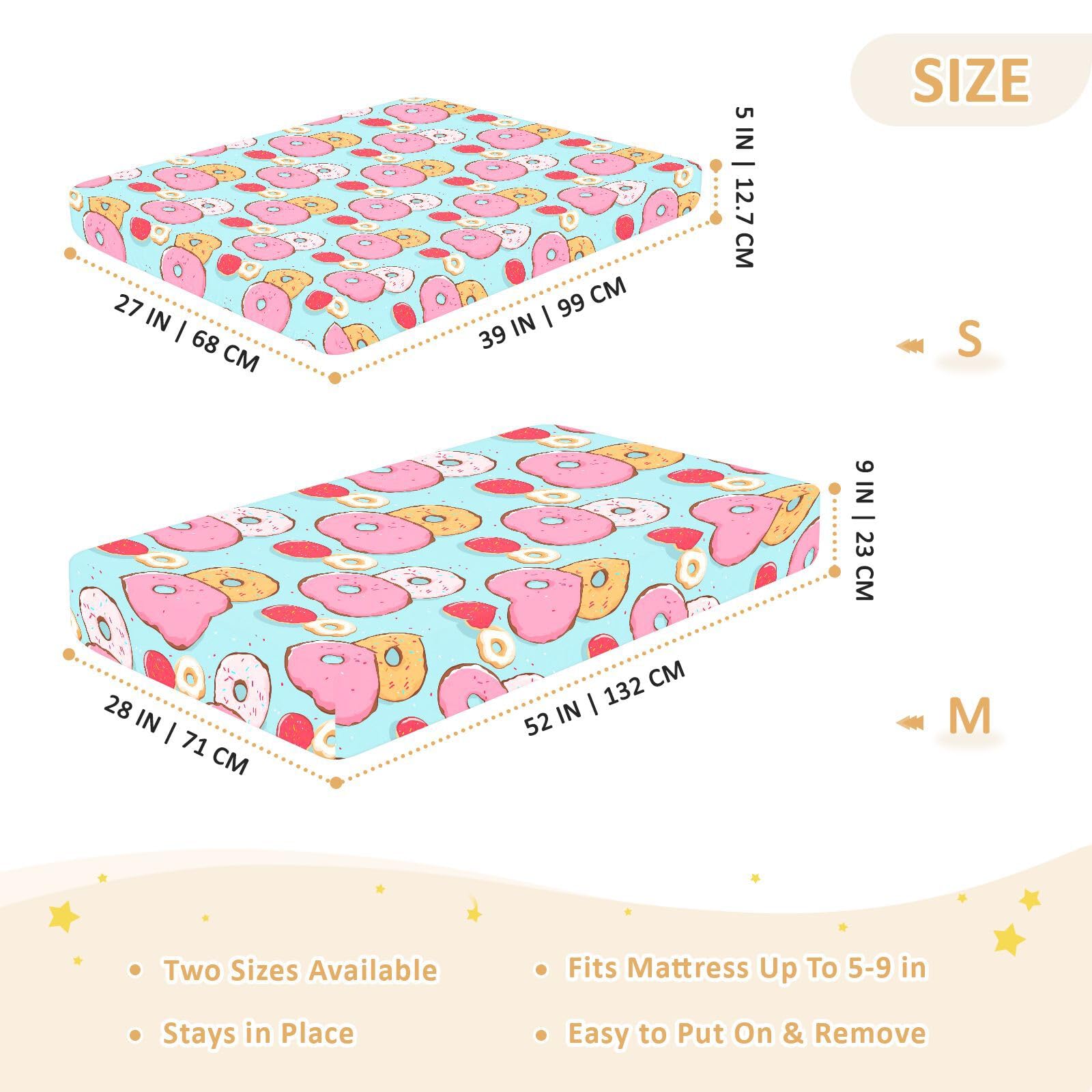 Drap-housse pour berceau de bébé en forme de donut bleu pour garçons et filles, drap-housse standard doux 71,1 x 132,1 cm