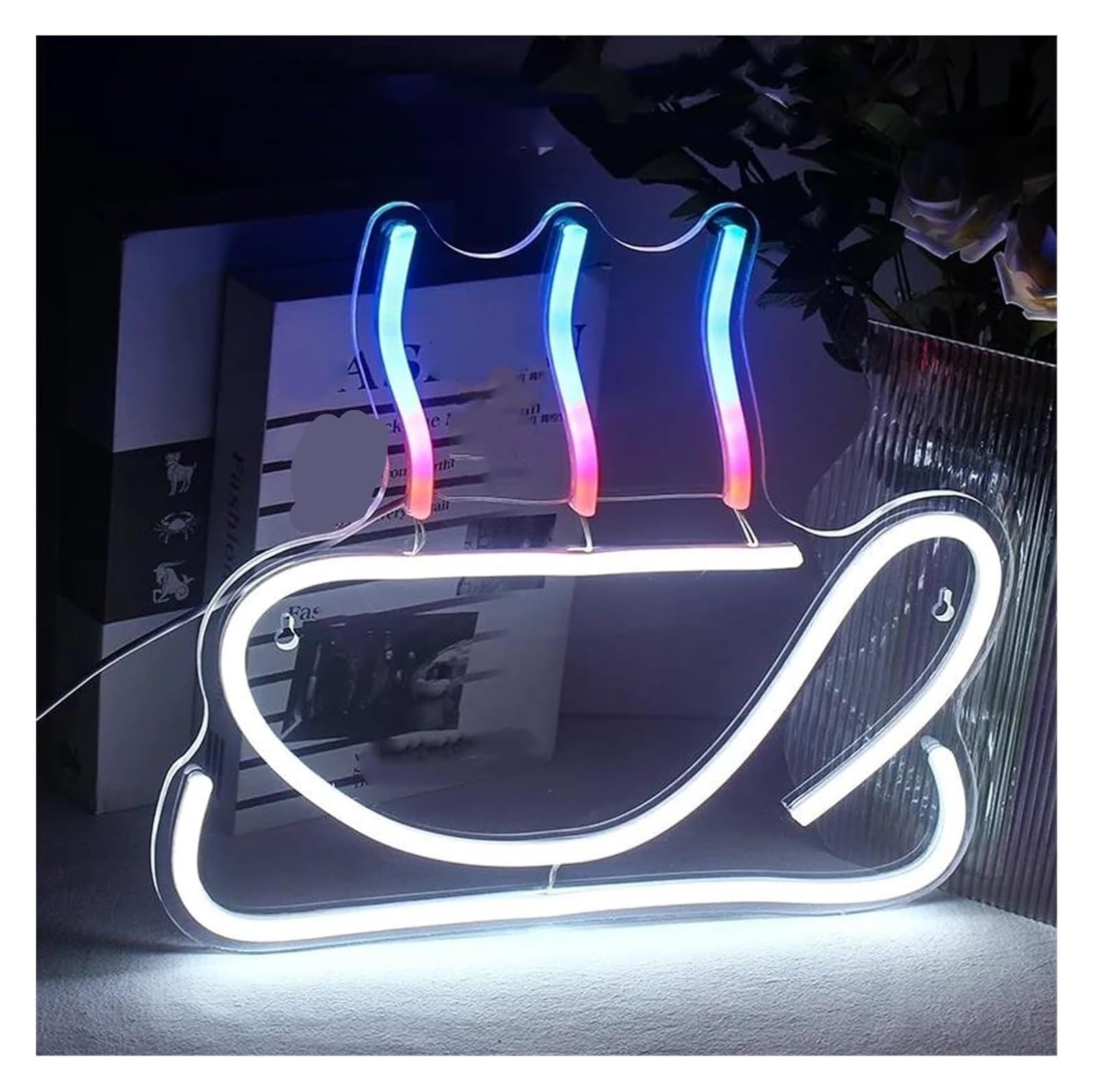 Señal de luz de neón para decoración con luz de neón para Taza café Letrero LED Luminoso para Fiestas Bodas Tiendas cumpleaños(D)