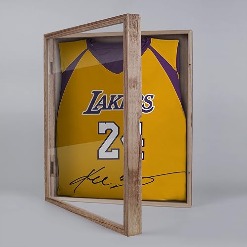 Miniatura 4 de Shadow Box - Caja de 13 x 16 pulgadas con fondo de lino y 8 pines de madera maciza, caja de memoria para fotos, recuerdos deportivos, premios,