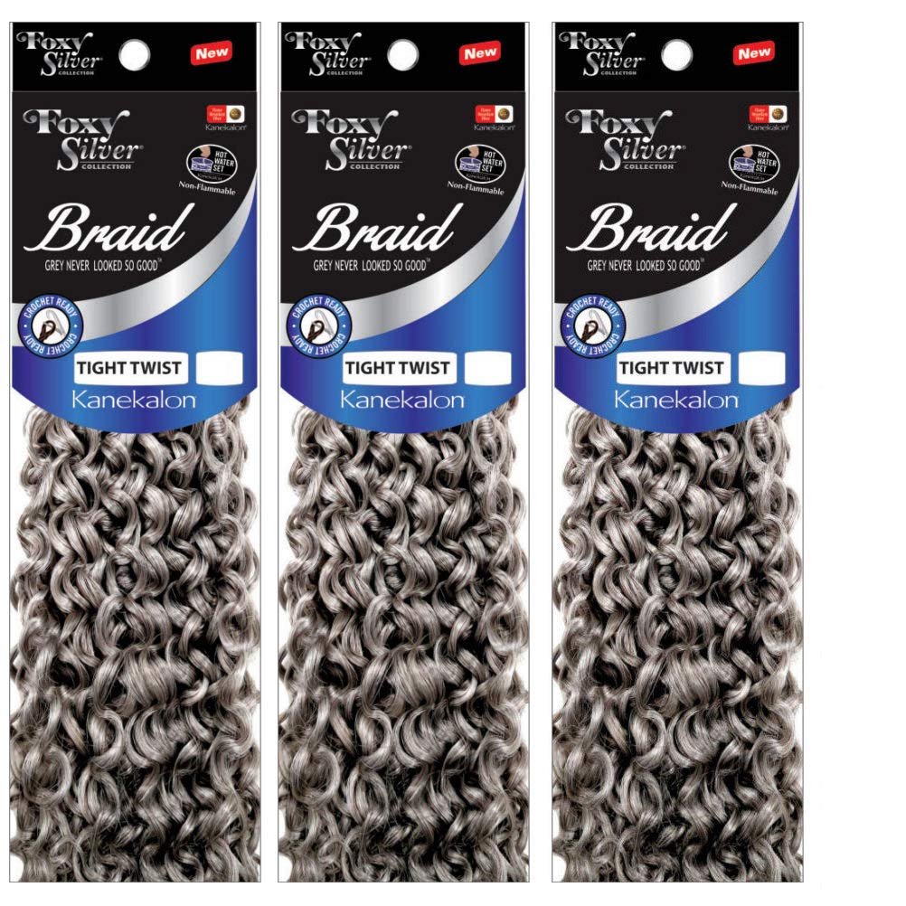 Foxy Silver - Weave (Foxy Braid - Tight Twist - 24 Strands - 12 Inch - 3 Packs) - Synthetic Crochet Braiding Hair in 280