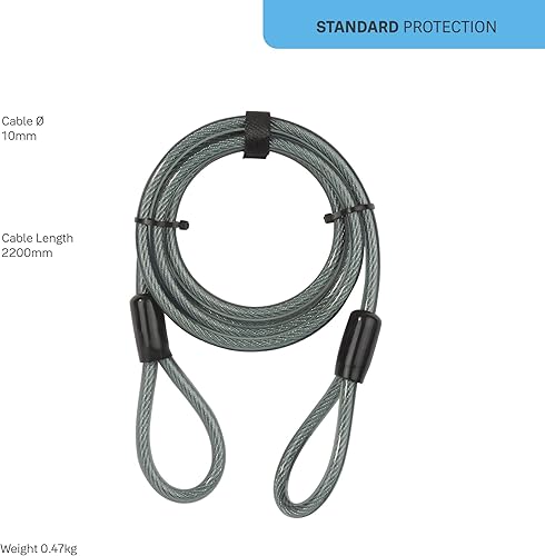 Miniatura 3 de Yale YC1102201 - Cable de seguridad de 86.614 in - Cable de acero flexible - Seguridad adicional para usar con cerradura de bicicleta - Protección