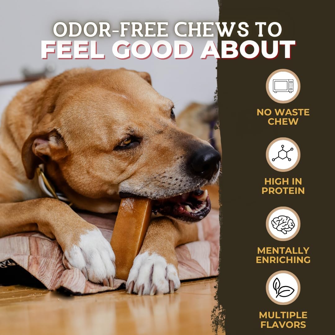 Bully Bunches Mega Authentic Yak Cheese Himalayan Chews for Giant Dogs & Super Aggressive Chewers - All Natural Dog Treat Dental Chews, Made with Real Yak Milk - Lactose & Rawhide Free (4 PK)