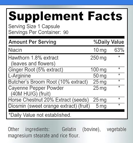 Miniatura 6 de Suplemento de circulación sanguínea – con espino, escoba de carnicero, castaño de indias, arginina, diosmina, tratamiento de venas varicosas