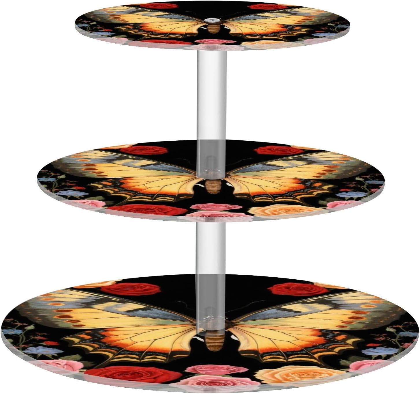 Butterfly Rose 3 Tier Acrylic Cupcake Stand, Cupcake Stand for 34 Cupcakes for Weddings, Christmas,Holidays,Parties,Birthday,Printed Cupcake Tower 23300424