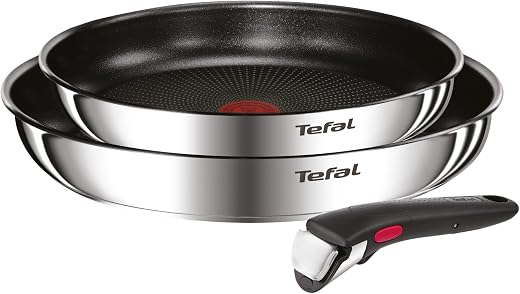 🚫 [CADUCADO] 🔥 Tefal Ingenio Emotion Set of 2 Frying Pans 22/26 cm + Removable Handle, Induction Safe, Non-Stick, Titanium Coated, Thermo-Signal, Dishwasher and Oven Safe